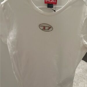 Diesel Red and White Logo Tee
